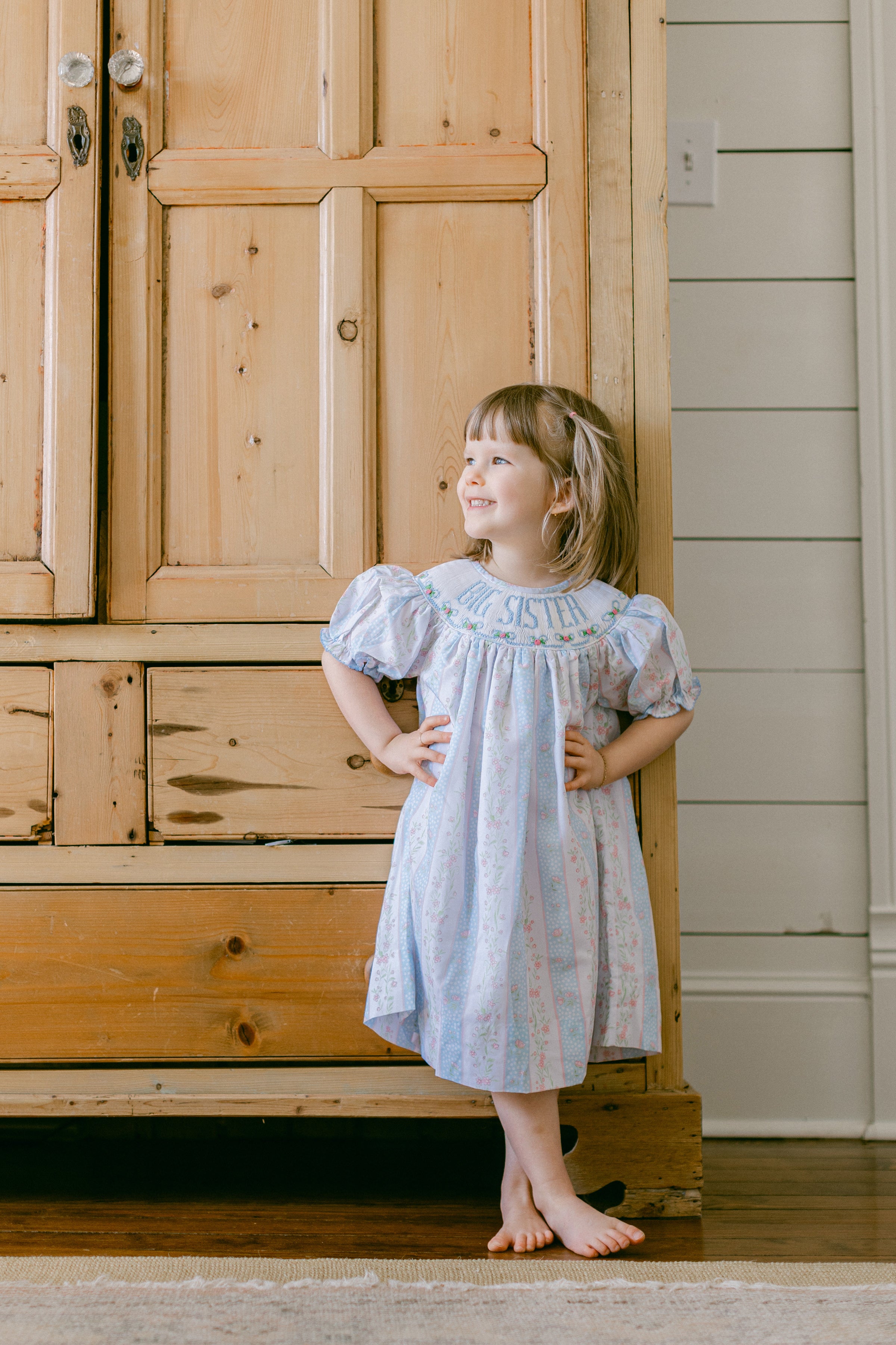 Smocked Blue Striped Big Sister Dress I Poppy Kids Co