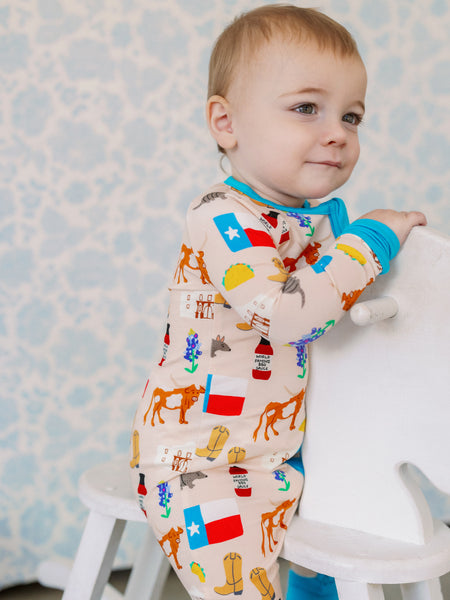 Texas Forever Bamboo Zipper Romper I Poppy Kids Co