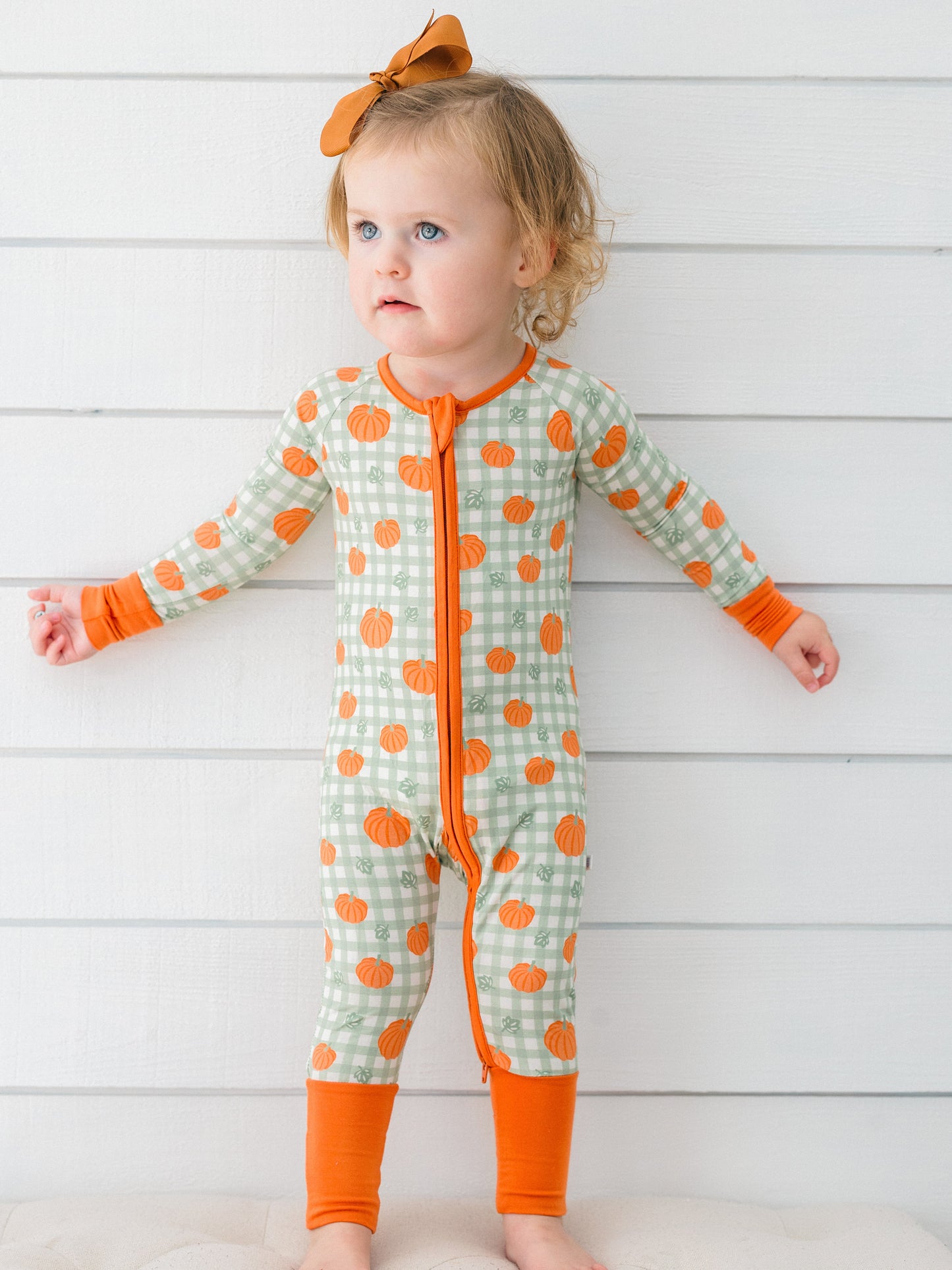 Cozy Pumpkin Zipper Romper