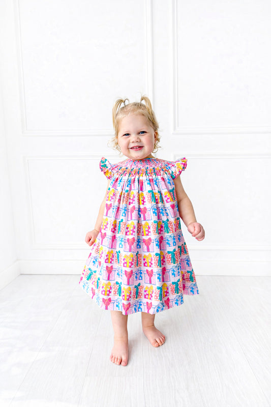 Floral Gift Smocked Dress