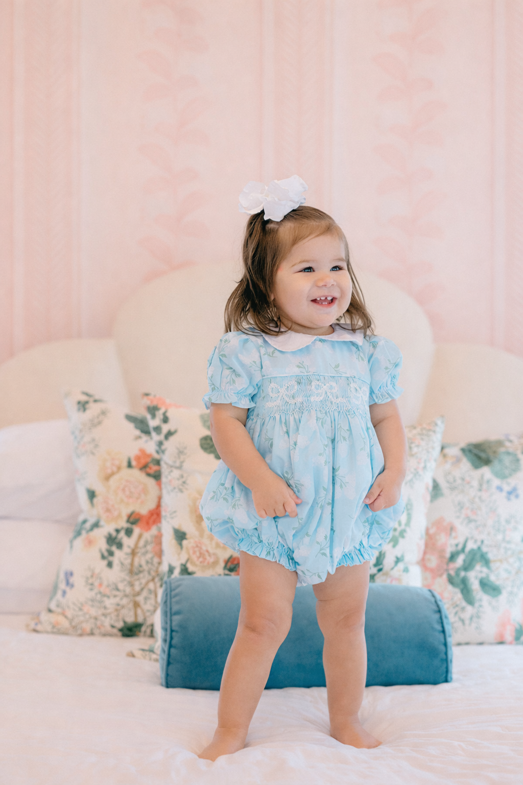Collared Hydrangea Smocked Bubble (FINAL SALE)