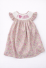 handsmocked pink floral I love mom toddler and girl dress