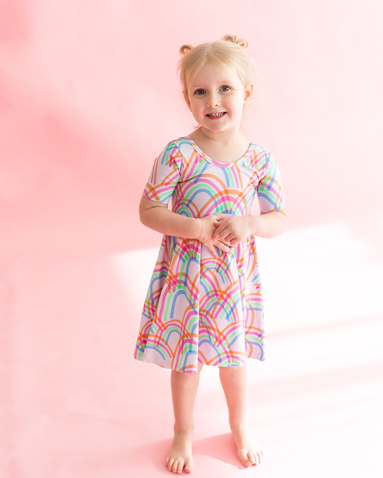 Cotton kids rainbow dress best sale