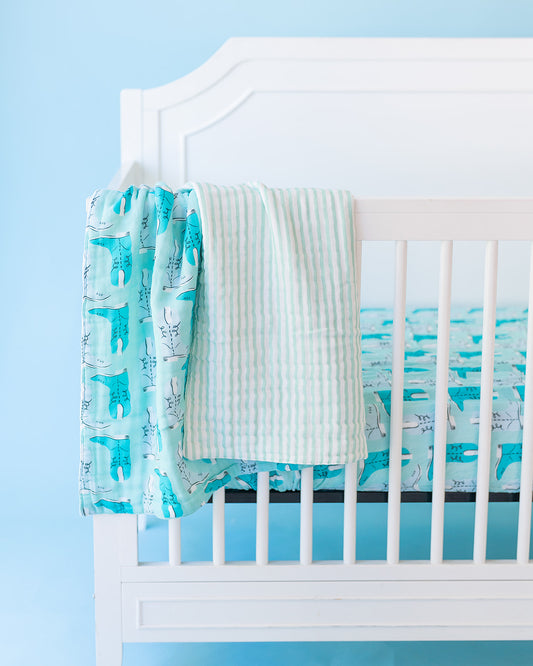 Green Boots Muslin Blanket