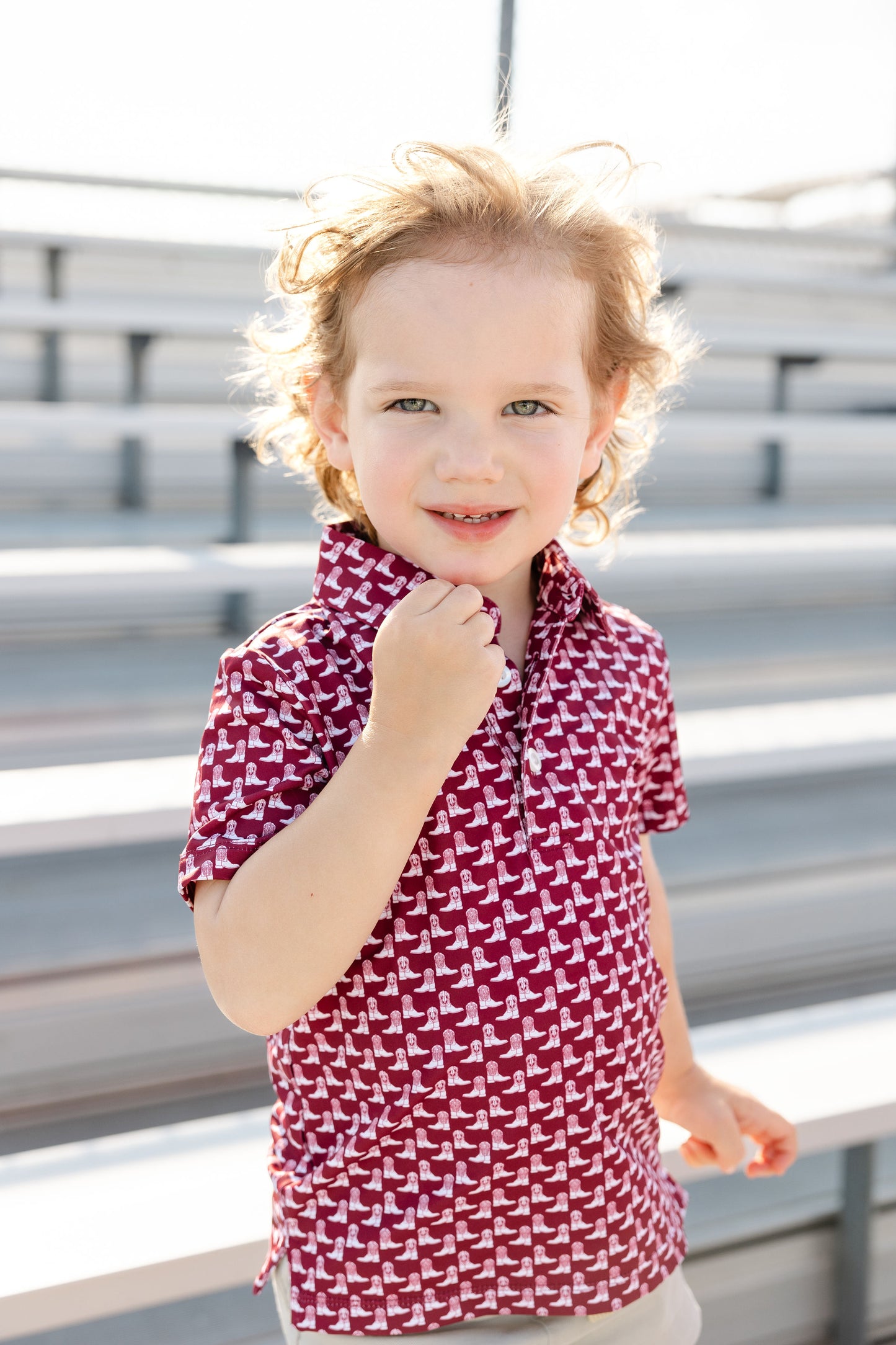 Maroon and White Boots Boys' Polo