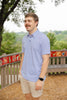 Blue & White Block Print Men's Polo