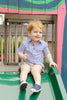 Blue & White Block Print Boys' Polo