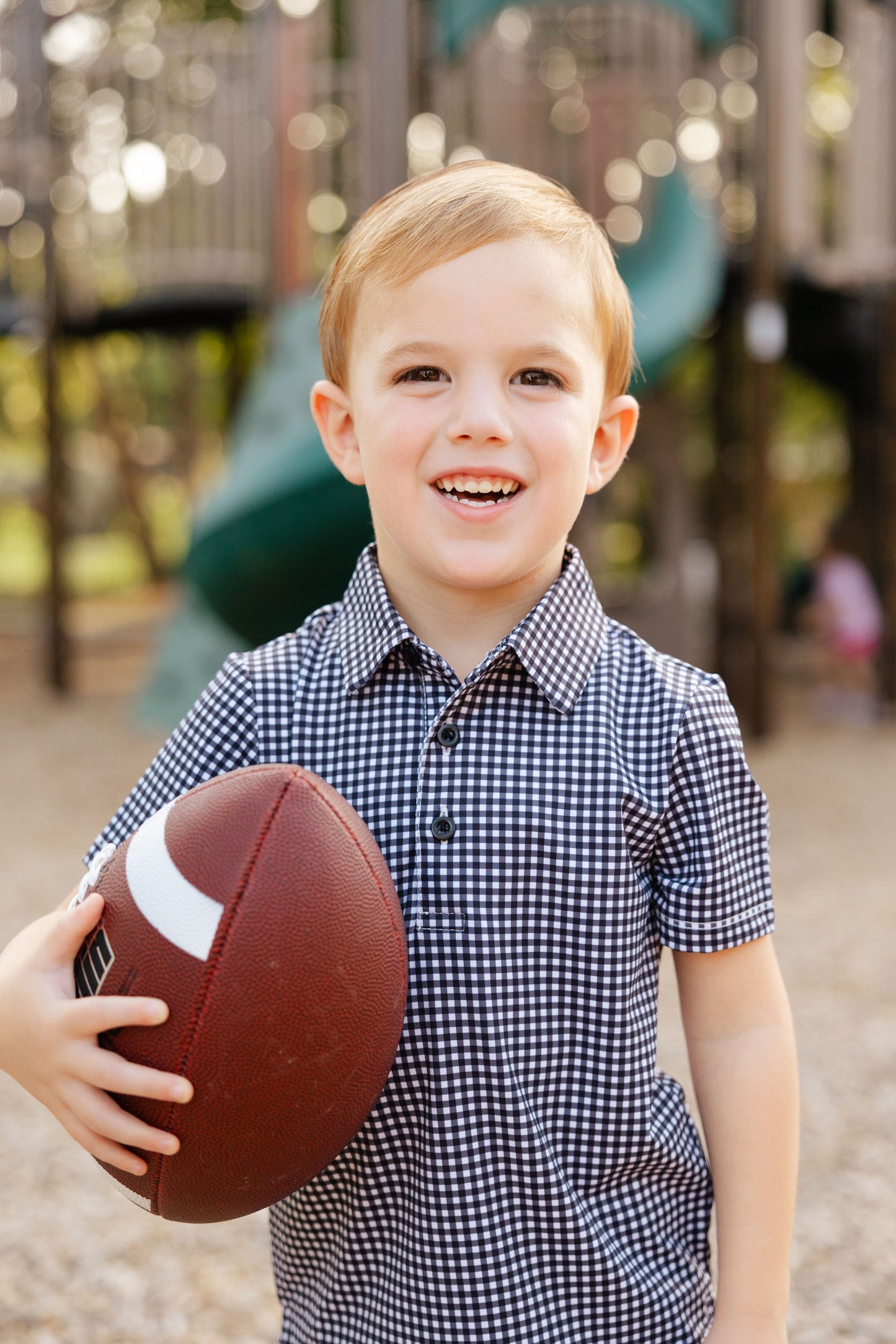 Black Plaid Boys' Polo