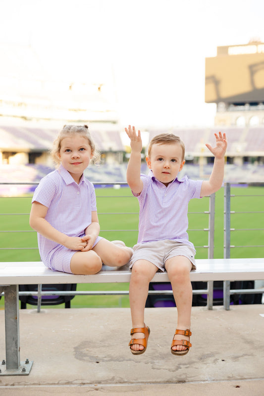 Purple Plaid Boys' Polo