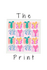 Colorful gift box pattern with decorative bows on a white background, labeled 'The Print'.
