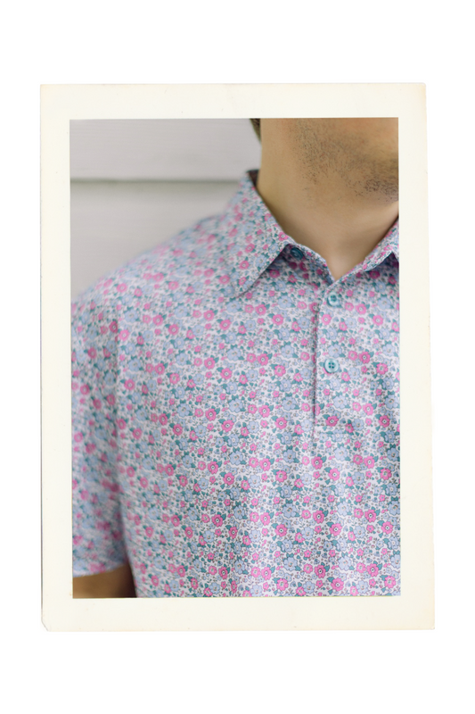Pink and Blue Floral Men's Polo (FINAL SALE)