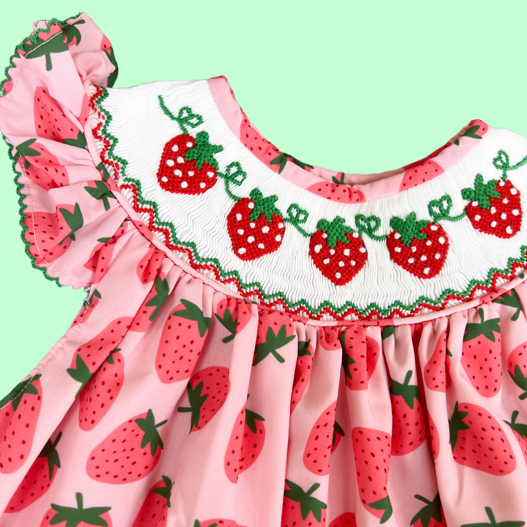 Strawberry baby frocks best sale