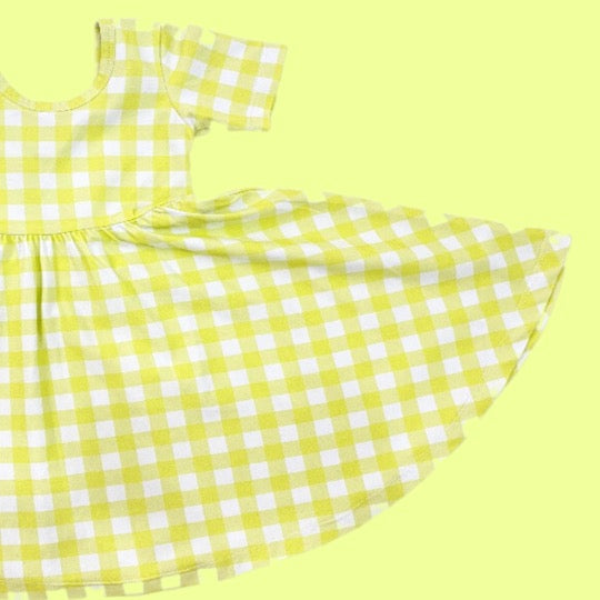 Yellow Gingham Twirl Dress