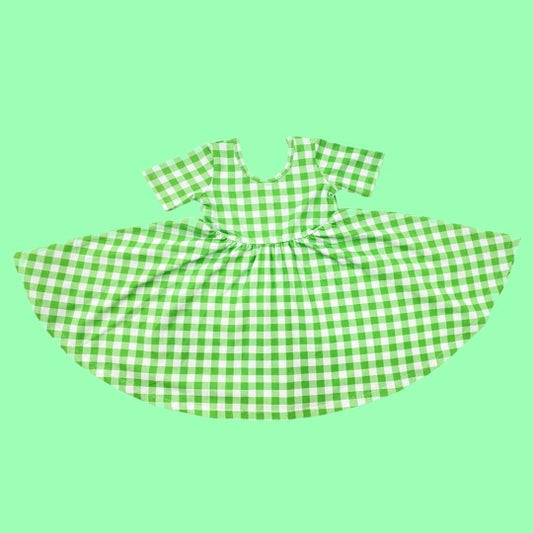 Green Gingham Twirl Dress