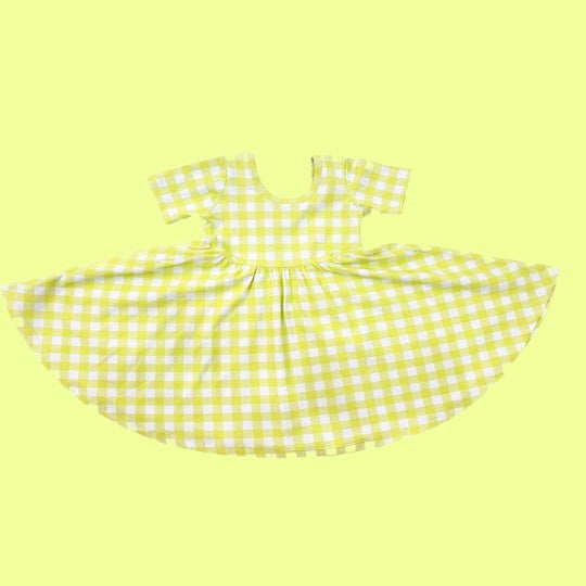 Yellow Gingham Twirl Dress