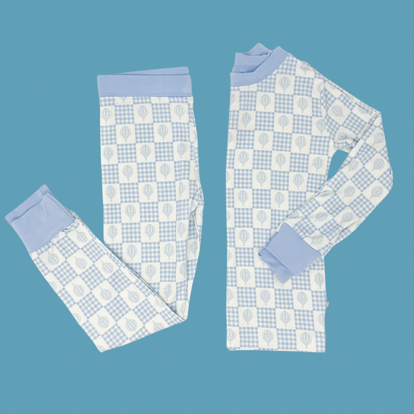 Blue Checkered Heart PJ Set (Final Sale)