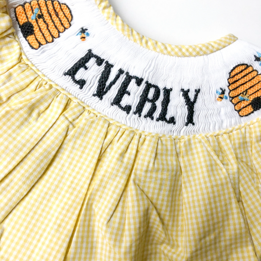 Personalized Bee Dress PREORDER (Ships Early/Mid August)