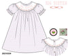Drawing of big sister dress smocked with pink flowers and pink dots