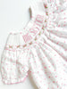 Big sister dress smocked with pink flowers and pink dots