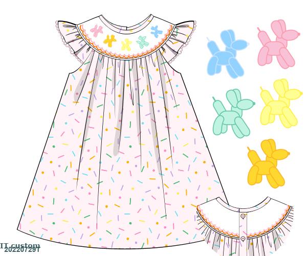 Girls long sleeve balloon dress with pocket sewing pattern